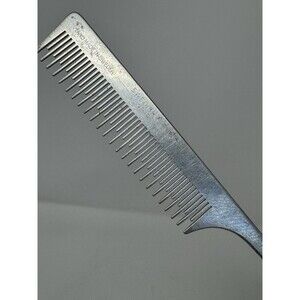 Vintage Swedish Crown Aluminum Metal Rat Tail Pick Comb 401 Sweden 8.25”
